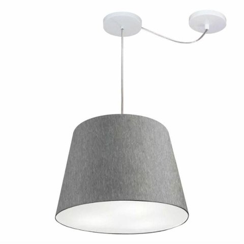 Lustre Pendente Cone com Desvio Md-4280 Cúpula 30/30x40cm Rustico Cinza - Bivolt