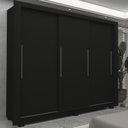 Ver imagem 1 de Guarda-Roupa Casal 100% MDF 3 Portas de Correr 4 Gavetas com Pés Preto Roma