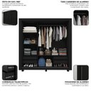 Ver imagem 6 de Guarda-Roupa Casal 100% MDF 3 Portas de Correr 4 Gavetas com Pés Preto Roma