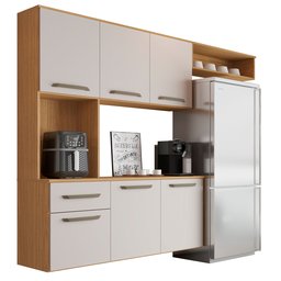 Kit Completo de Armário Cozinha Clean Aéreo 6p P/apartamento:freijo Off White - 2