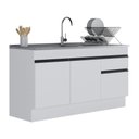 Ver imagem 1 de Balcão Cozinha Gabinete Pia 150cm 3 Ptas Branco/preto