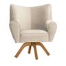 Poltrona Decorativa Nice Prime Veludo Bege Base Giratória em Madeira Maciça - 2