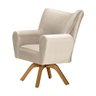 Poltrona Decorativa Nice Prime Veludo Bege Base Giratória em Madeira Maciça - 3