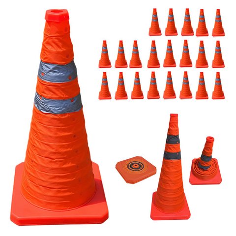 Cone Obra Retratil Estrada Kit 21 Uni Portatil Sinalizador Segurança Rodovia Guarda Pratico Balizado