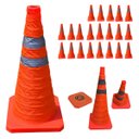 Ver imagem 1 de Cone Obra Retratil Estrada Kit 21 Uni Portatil Sinalizador Segurança Rodovia Guarda Pratico Balizado