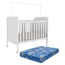 Ver imagem 1 de Berço Americano Cloe 2 em 1 Branco Brilho com Colchão Baby Physical - Móveis Peroba