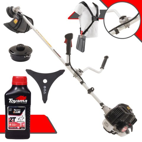 Roçadeira Robusta Kawashima Kw43le 43cc 1,7hp À Gasolina 2t C/ Faca 3 Pontas + Óleo Toyama