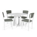 Ver imagem 1 de Mesa de Jantar Redonda Montreal Branca com 4 Cadeiras Estofadas Ella Branco/cinza