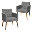 Ver imagem 1 de Kit Clássico 2 Poltronas Cadeira para Sala de Espera Resistente Recepção Pés de Madeira