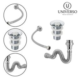 Sifão Sanfonado + Engate Flexível 40cm + Válvula Lavatório Cor Válvula Abs - 9
