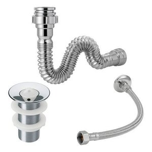 Sifão Sanfonado + Engate Flexível 40cm + Válvula Lavatório Cor Válvula Abs