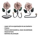 Ver imagem 3 de Kit 3 Peças para Banheiro com Flores em Ferro:rosa