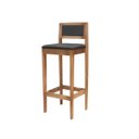 Ver imagem 4 de Kit 4 Banquetas Madeira Mel com Linho Chumbo para Barzinho com Encosto Estofado