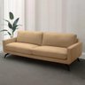Sofá Decorativo Thalia 3 Lugares Sala de Estar 210cm Pés em Aço Couro Nude G88 - Gran Belo - 1
