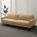 Ver imagem 1 de Sofá Decorativo Thalia 3 Lugares Sala de Estar 210cm Pés em Aço Couro Nude G88 - Gran Belo