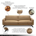 Ver imagem 3 de Sofá Decorativo Thalia 3 Lugares Sala de Estar 210cm Pés em Aço Couro Nude G88 - Gran Belo