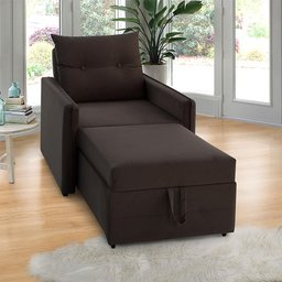 Poltrona Icaria 3 em 1 Poltrona Chaise Cama 85cm Marrom Estofama - 1