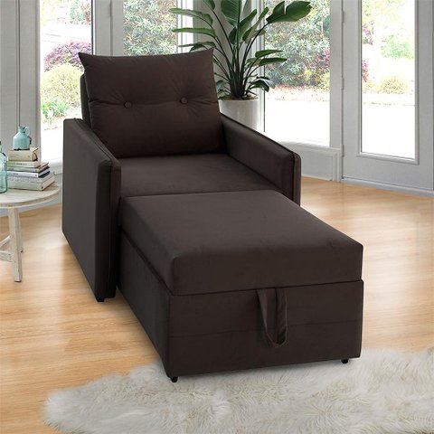 Poltrona Icaria 3 em 1 Poltrona Chaise Cama 85cm Marrom Estofama