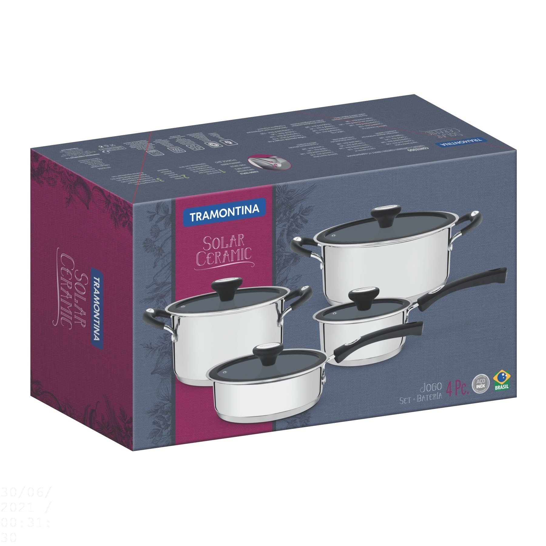 Jogo de Panelas Tramontina Solar Ceramic em Aço Inox Fundo Triplo com Revestimento Interno Cerâmico  - 6
