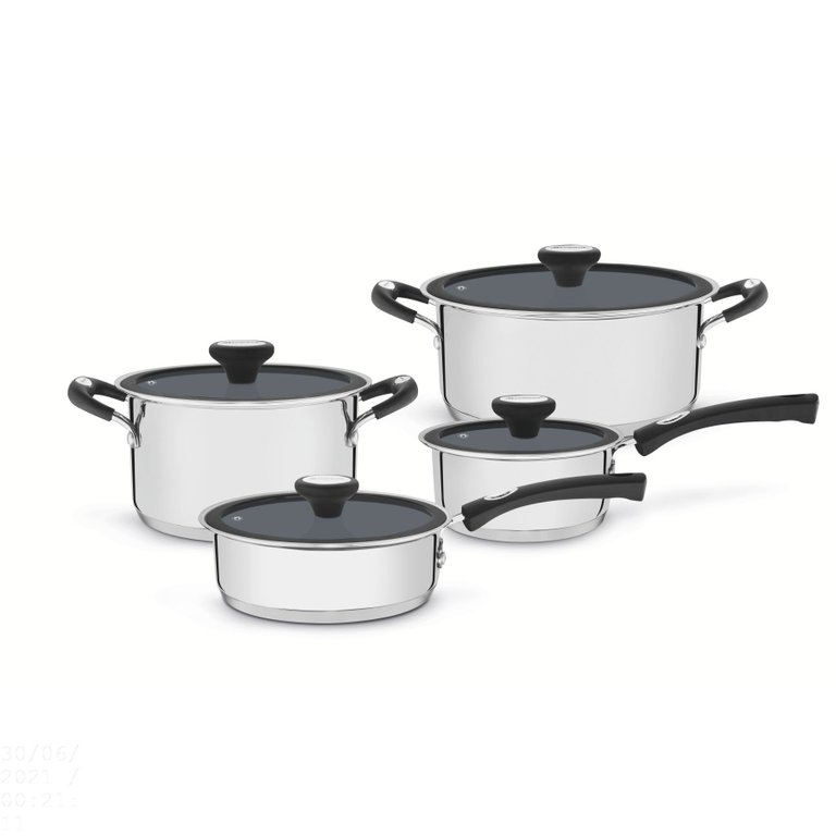 Jogo de Panelas Tramontina Solar Ceramic em Aço Inox Fundo Triplo com Revestimento Interno Cerâmico 