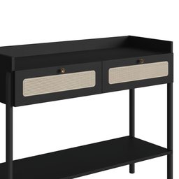 Aparador 2 Gavetas 103cm Palhinha Pé Madeira 27936 Oslo Artesano - Nero/preto - 4