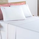 Ver imagem 1 de Jogo Cama Lençol Diana Queen Percal 200 Fios 100% Algodão 4 Peças - Branco