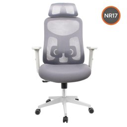 Cadeira Escritório Nr-17 Everest Presidente C- Braços Fratini Encosto Tela Gelo-cinza Base Rodí - 2