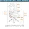 Cadeira Escritório Nr-17 Everest Presidente C- Braços Fratini Encosto Tela Gelo-cinza Base Rodí - 7