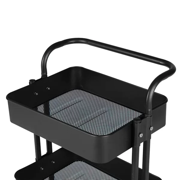 Ver imagem 2 de Carrinho Organizador Multiuso Berlim Cozinha Escritório Quarto 3 Prateleiras Preto