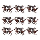 Ver imagem 1 de Kit 9 Conjuntos de Mesa Dobravel com 4 Cadeiras de Madeira 120x70 para Restaurante e Bar - Imbuia