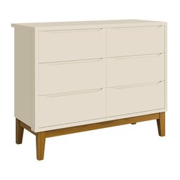 Jogo de Quarto Infantil Classic Guarda Roupa 3 Portas e Cômoda 6 Gavetas Areia Fosco com Pés - 4