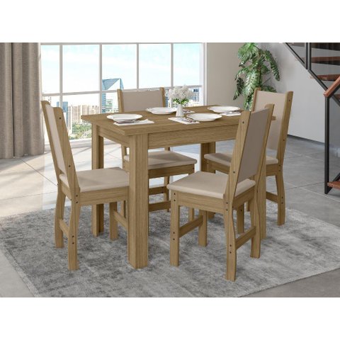 Mesa de Jantar Bellagio com 4 Cadeiras Clara Carvalho Poliman