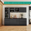 Ver imagem 7 de Cozinha Armário 5 Peças Cristaleira Balcão com Tampo 258 cm Etna Grafite Poliman