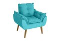 Ver imagem 2 de Kit 2 Poltronas Decorativas e Puff Opala Suede Azul Turquesa Smf Decor