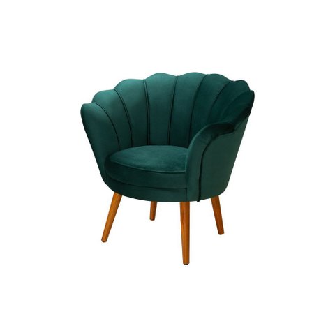 Poltrona Decorativa Petala/Girassol P Quarto/ Sala/ Recepção Pés de Madeira Maciça:Verde