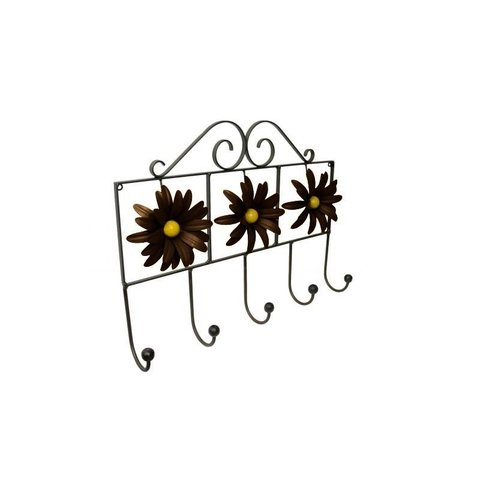 Cabide com Flor Artesanal Rústico Decorativo de Ferro para Quarto de Parede Libertas Rosas Artesanat