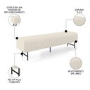 Ver imagem 3 de Puff Recamier Decorativo Pés em Ferro 160cm Dublin P02 Linho Creme - Mpozenato