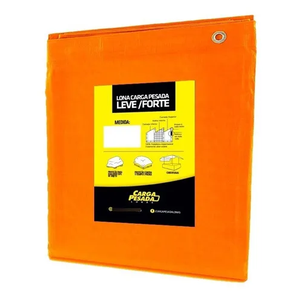 Lona Leve Laranja Encerado Carreteiro 6x8 / 8x6 300 Micras Impermeável com Ilhós - Carga Pesada