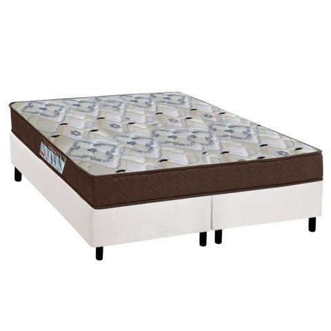 Cama Box Queen: Colchão Espuma D45 Ortobom /EP Fort Tech ISO 150 + Base CRC Courano White(158x198)