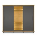 Ver imagem 3 de Guarda-Roupa Casal 3 Portas de Correr 1 Porta com Vidro Reflecta com LED 5 Gavetas Portugal Cinza/Cinamomo/Grafite