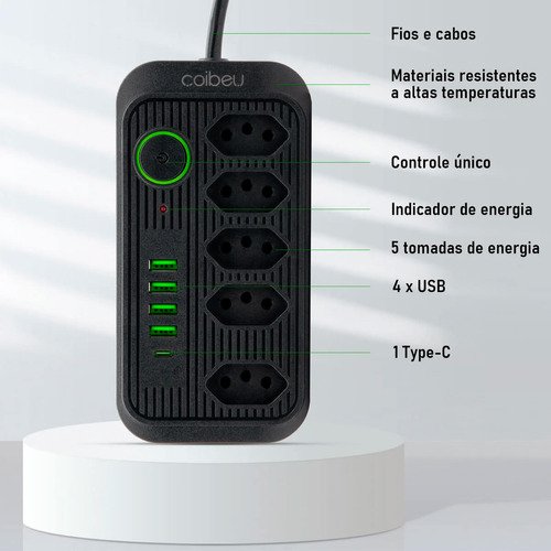 Filtro de Linha Multiuso B-max 5 Tomadas 5 Usb e Proteção - 4