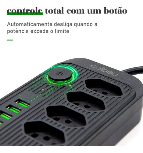 Filtro de Linha Multiuso B-max 5 Tomadas 5 Usb e Proteção - 5