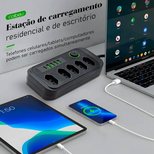 Filtro de Linha Multiuso B-max 5 Tomadas 5 Usb e Proteção - 7