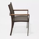 Ver imagem 6 de Jogo Mesa Piscina para Área Externa 6 Cadeiras Tela Sling Amélia Mesa 1,40m + Guarda Sol Marrom