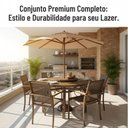 Ver imagem 2 de Jogo Mesa Piscina para Área Externa 6 Cadeiras Tela Sling Amélia Mesa 1,40m + Guarda Sol Marrom