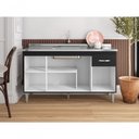 Ver imagem 4 de Gabinete de Pia Gabriela 4 Portas 1 Prateleira MDP 145cm Amêndoa e Preto