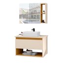 Ver imagem 2 de Conjunto para Banheiro Gabinete Suspenso com Cuba e Espelheira Florence Offwhite com Nature - Rede M