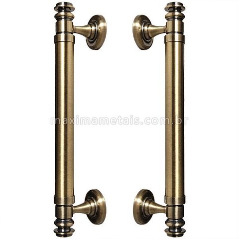 Puxador Duplo Porta Pivotante Correr Rústico Davinci 300mm Bronze Antigo