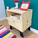 Ver imagem 2 de Mesa Lateral Woods Dual Prateleira e Gaveta Natural e Preto