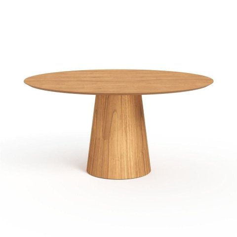 Mesa de Jantar Redonda 160cm Scandi 8 Lugares Lamina Natural de Madeira Mel